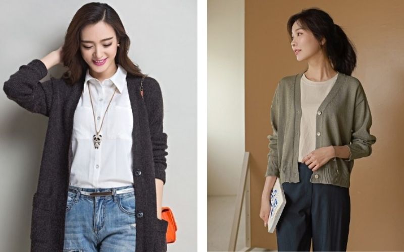 Áo cardigan kết hợp với quần jean