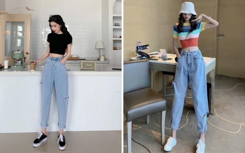 Phối Quần Baggy Jeans Cùng Áo Croptop